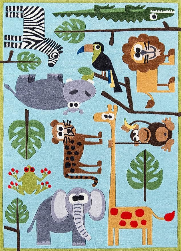 Momeni Rugs Lil' Mo Whimsy Collection, Kids Themed Hand Carved & Tufted Area Rug, 8' x 10', Multi... | Amazon (US)