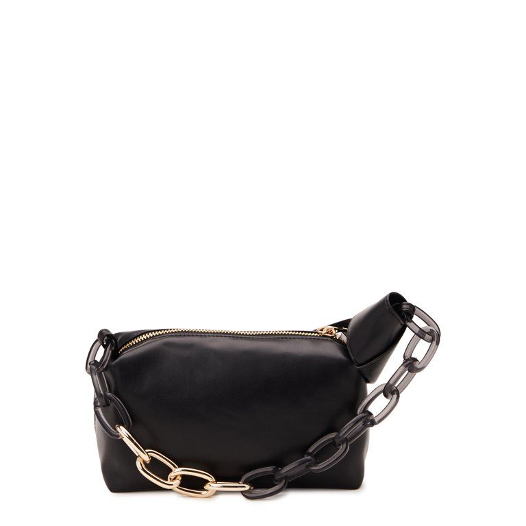 No Boundaries Women's Shoulder Handbag with Chain Strap, Black | Walmart (US)