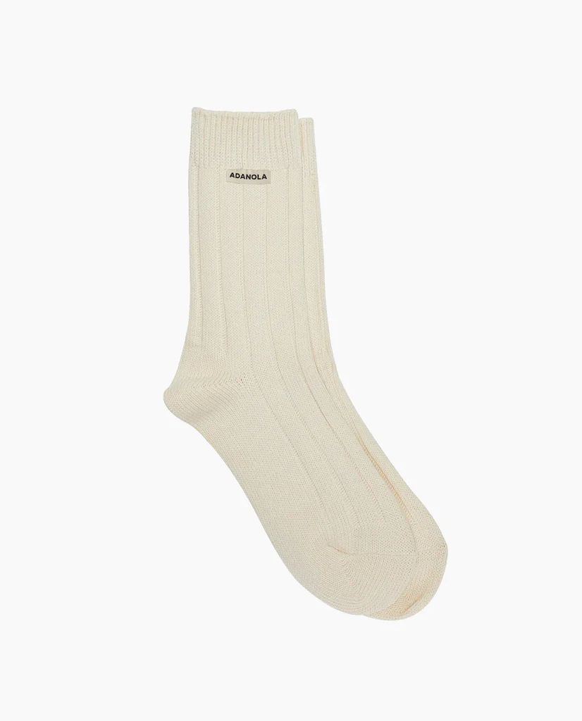 Chunky Cotton Rib Socks - Cream | Adanola UK