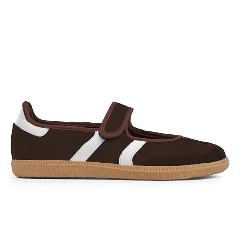 Mary Jane Sneakers for Women Slip on Ballet Walking Flats,Chocolate,8 | Amazon (US)