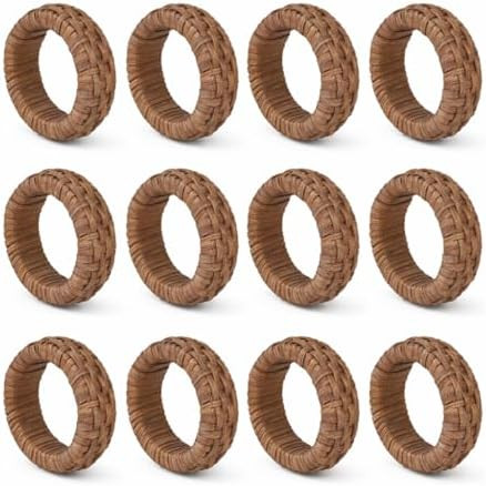 Cane Napkin Rings, Dark Brown, 12-Pack | Amazon (US)