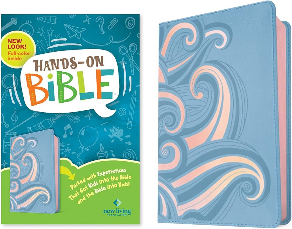 NLT Hands-On Bible for Kids, 3rd Edition (Periwinkle Pink Waves LeatherLike): Full-Color, Family ... | Amazon (US)