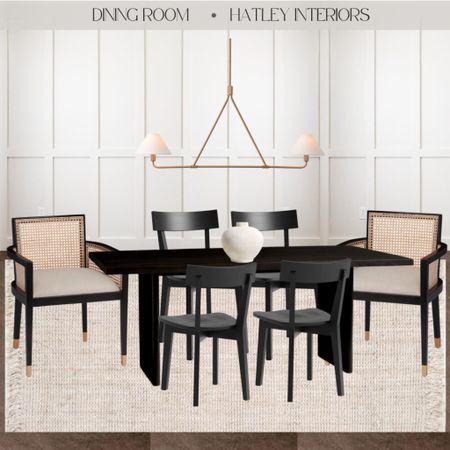 today’s dupe in a mood board! 

dining room, dining room mood board, black extendable dining table, cane dining chair, cane arm chair, brass linear chandelier, jute rug 

#LTKunder50 #LTKhome