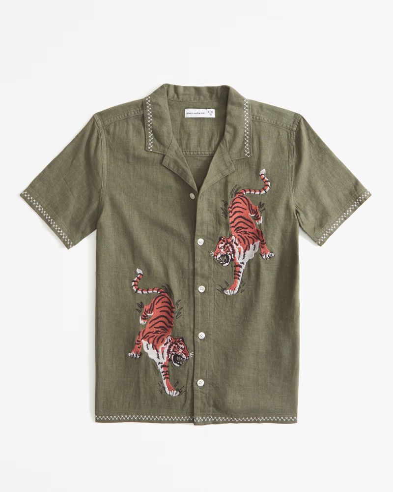 boys resort short-sleeve linen-blend shirt | boys tops | Abercrombie.com | Abercrombie & Fitch (US)