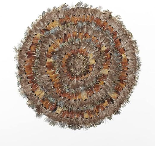 Two's Company Pheasant Park Set of 6 Round Decorative Mats - Pheasant Feathers | Amazon (US)