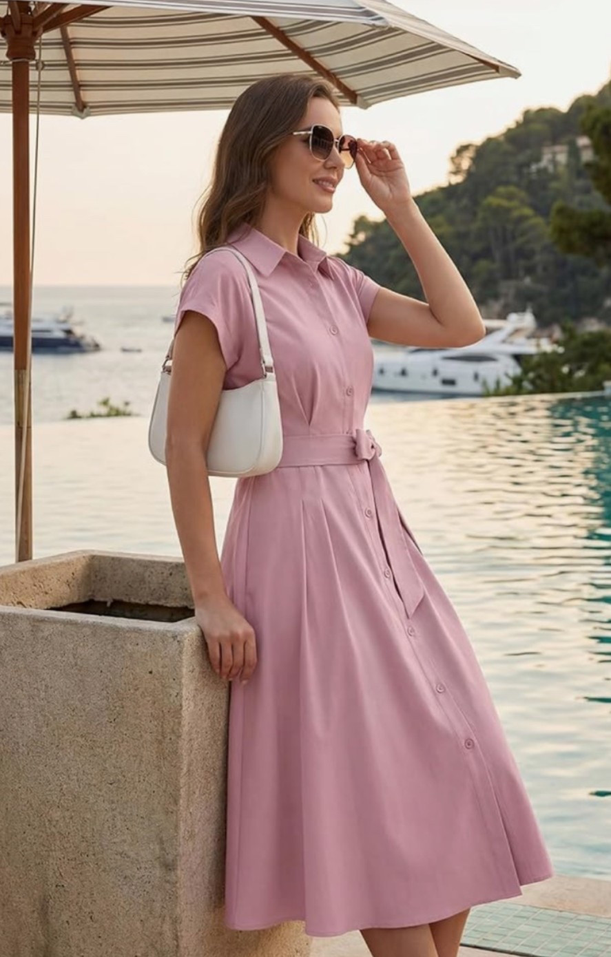 Button down midi shirt dress with that polished summer workwear and coastal classic feel. ✨ Perfect for business casual days, office outfits, brunch, travel, church, weddings, errands, vacation strolls, or warm-weather events when you want something comfortable but put together. The short sleeves, midi length, button front, and pockets make it easy to style with sandals, flats, sneakers, or heels. 

Grab this dress if your summer closet needs an easy one-and-done outfit for workdays, weekends, and coastal summer plans. ☀️

#LTKOver40 #LTKWedding #LTKSeasonal
