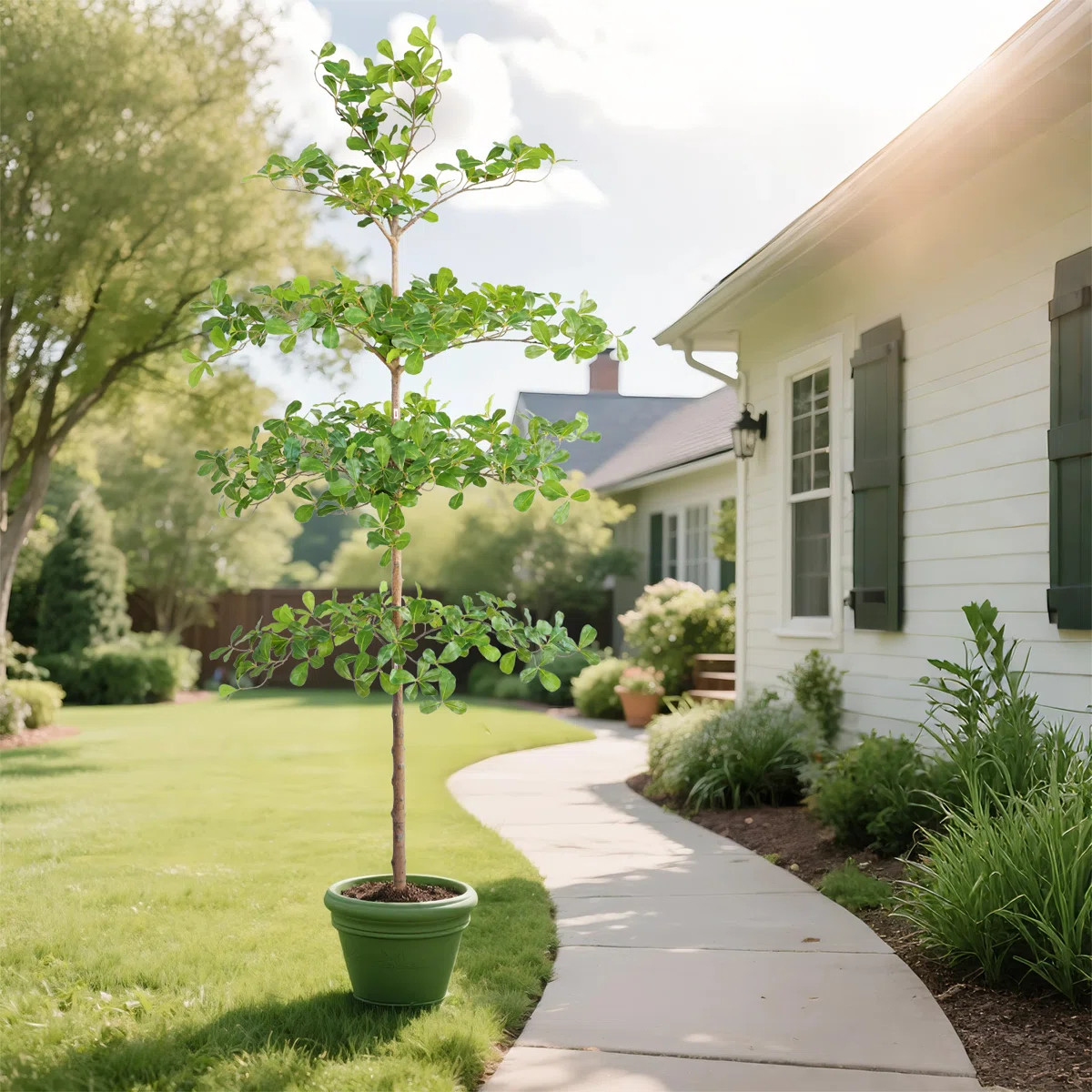 82.6" Artificial Black Olive Tree with Pot for indoor outdoor use | Wayfair North America