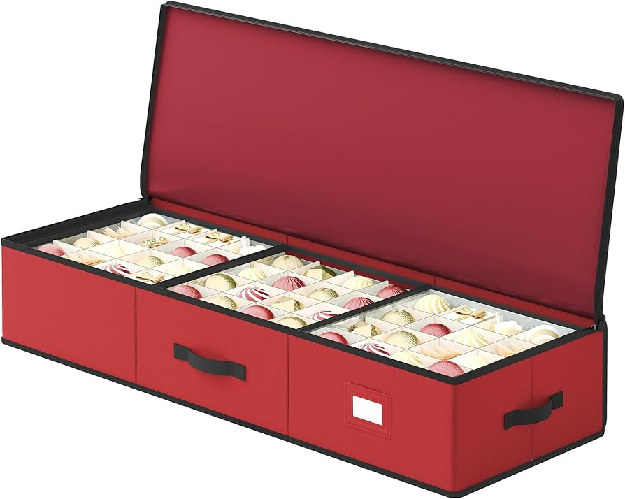 SONGMICS Christmas Ornament Storage Box, 96 Slots of 3 Inches, 38 x 13.2 x 6.9 Inches, Bauble Sto... | Amazon (US)