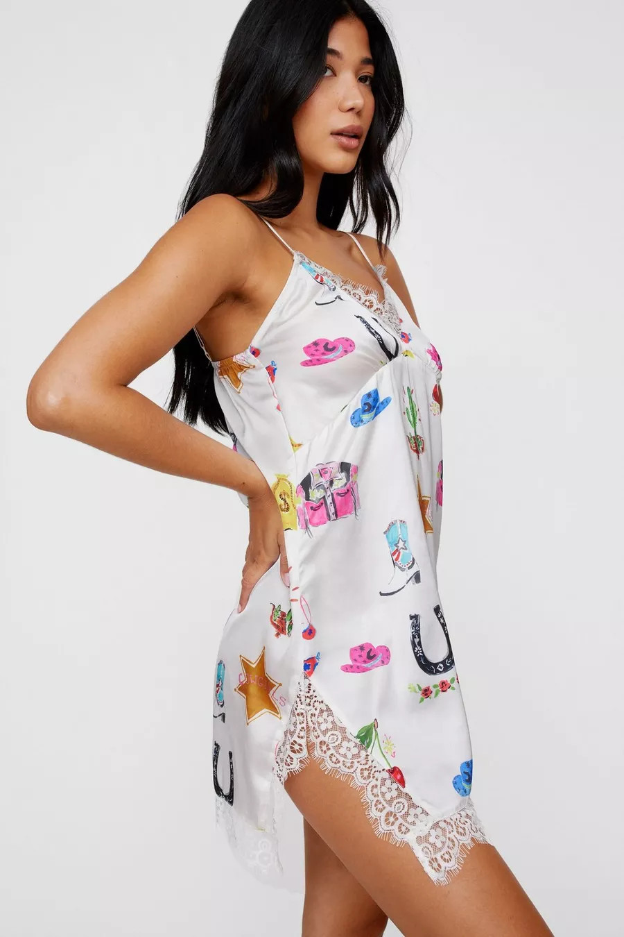 Satin Cowboy Western Lace Trim Nighty | Nasty Gal US