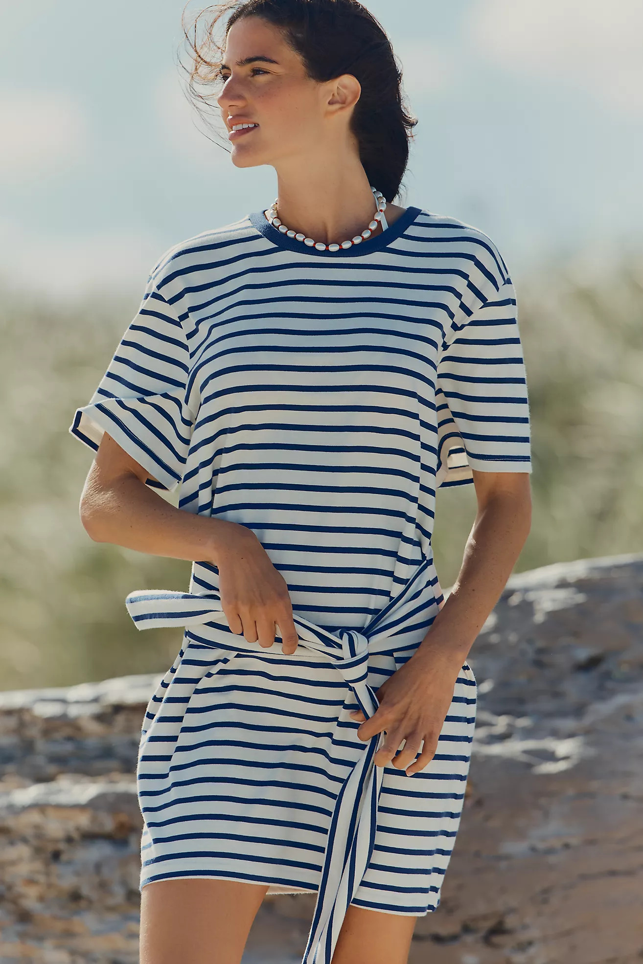 Daily Practice Tie-Waist Mini T-Shirt Dress | Anthropologie (US)