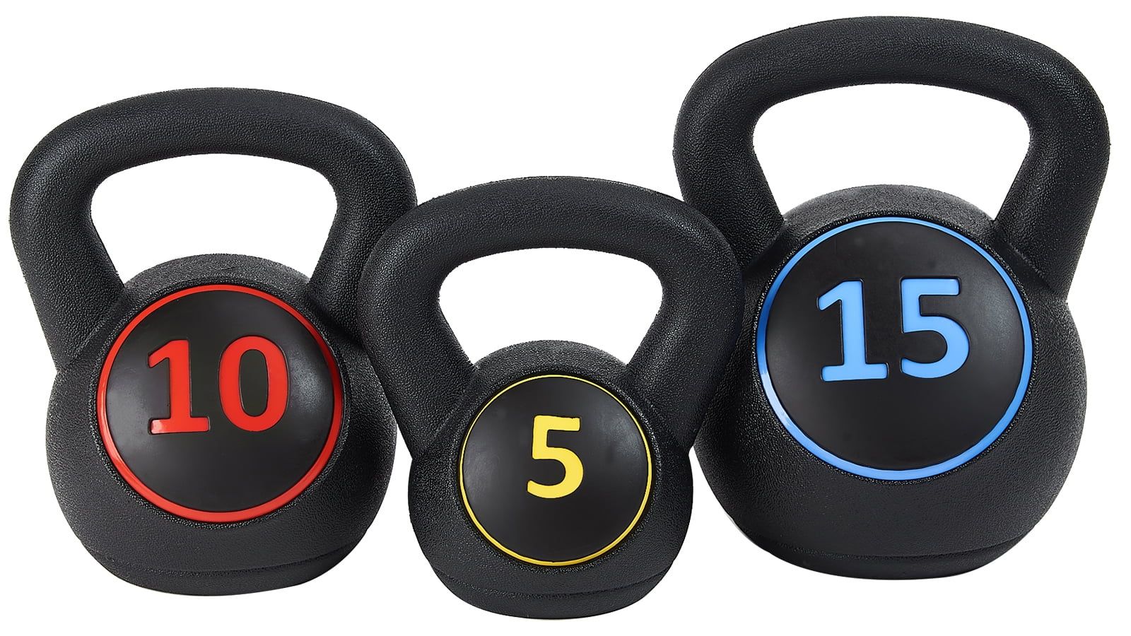 BalanceFrom Wide Grip Kettlebell Exercise Fitness Weight Set, 3-Pieces: 5lb, 10lb, and 15lb Kettl... | Walmart (US)
