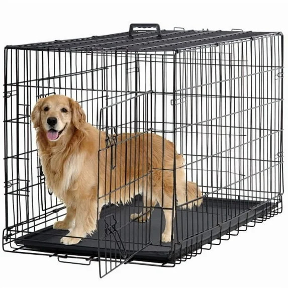 BestPet 48 inch Foldable Metal Dog Crate for Large Dogs, Double Door, Divider, Removable Tray(Bla... | Walmart (US)