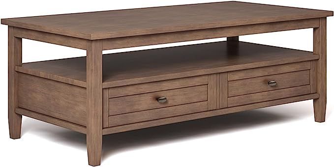 SIMPLIHOME Warm Shaker SOLID WOOD 20 inch Wide Rectangle Transitional End Table in Distressed Cha... | Amazon (US)