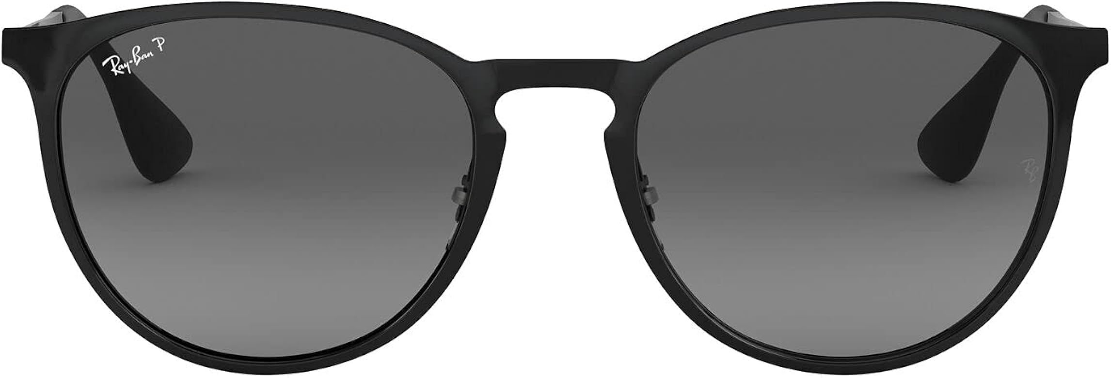 Ray-Ban RB3539 Erika Metal Round Sunglasses, Black/Polarized Light Grey Gradient Grey, 54 mm | Amazon (US)