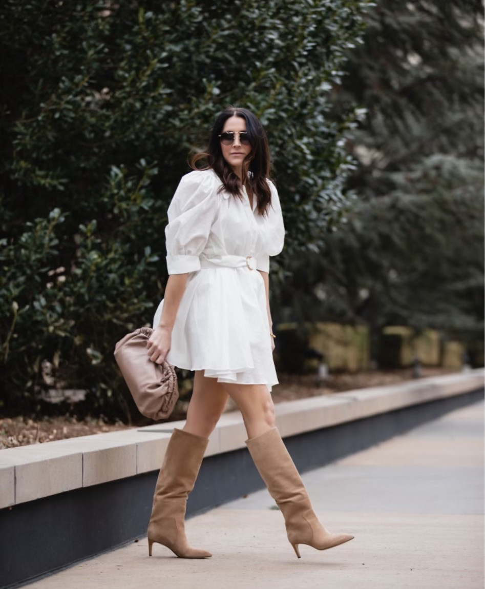 White dress, suede boots, style over 40

#LTKover40 #LTKstyletip #LTKparties