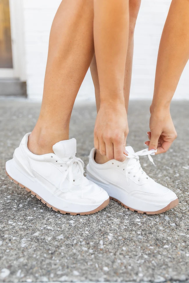 Elsie White Platform Sneaker | Pink Lily