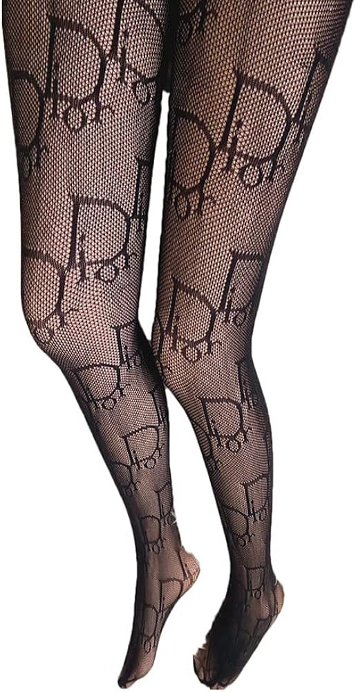 2 Pieces Women's Sexy Letter D Fishnet Stockings, Leggings, Pantyhose with Letters Tights High-Waist | Amazon (US)