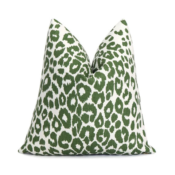 Green Schumacher Iconic Leopard Print Pillow Cover with Zipper, Toss Euro Sham or Lumbar Cushion ... | Etsy (US)