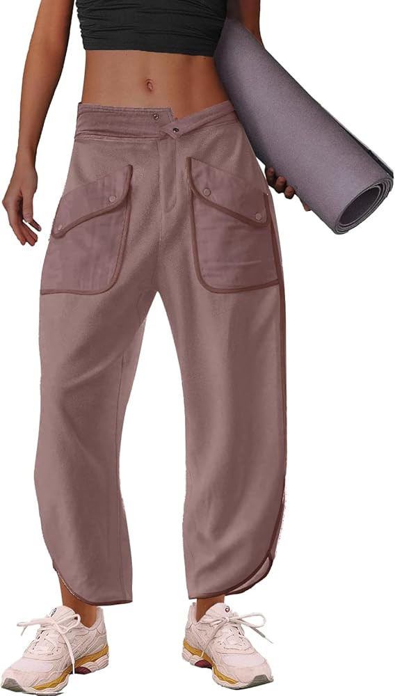 LAMISSCHE Oversized Barrel Lounge Pants Women Wide Leg Sweatpants with Pockets Baggy Cropped Pant... | Amazon (US)