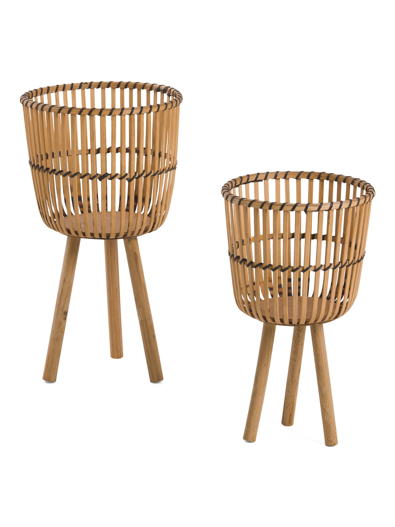 Set Of 2 10in And 12in Wicker Footed Planters | Marshalls