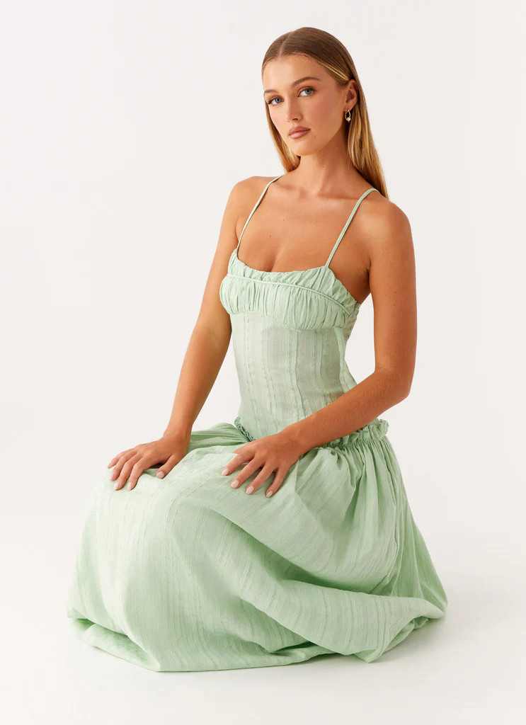 Jacinda Drop Waist Maxi Dress - Sage | Peppermayo (Global)