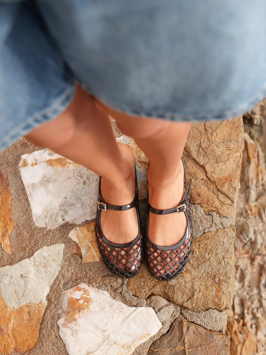 Mirage Brown Jelly Slip On Sandals | Linzi Shoes