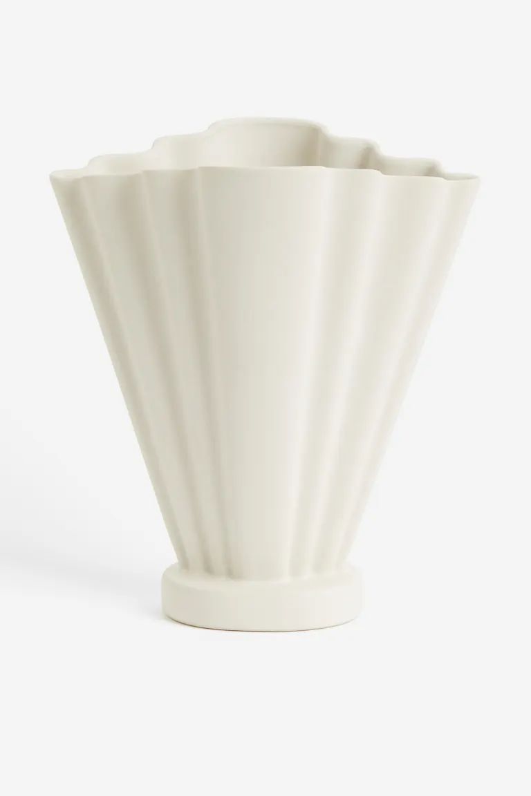 Large Stoneware Vase - Natural white - Home All | H&M US | H&M (US)