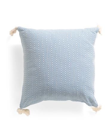 18x18 Textured Pillow With Tassels | TJ Maxx