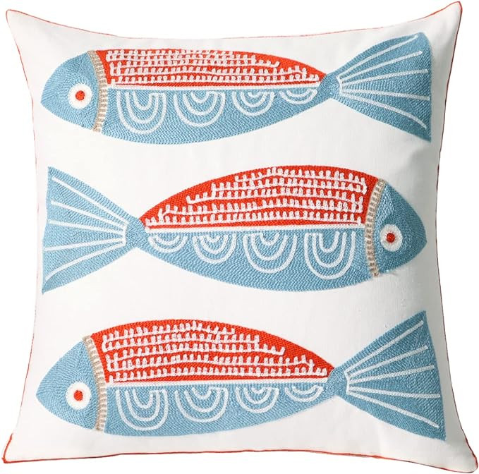 1 PCS Embroidered Throw Pillow Cover Cotton Decorative Square Cushion Cases for Home Sofa Bed and... | Amazon (US)