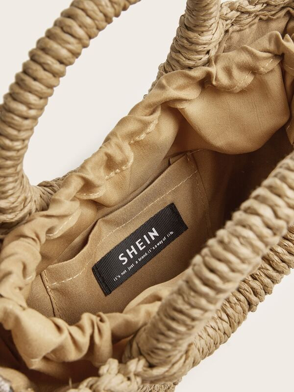 Woven Satchel Bag With Ring Handle | SHEIN