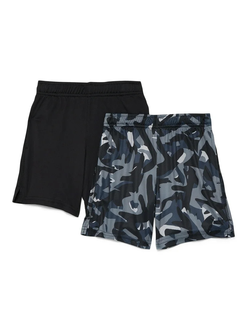 Athletic Works Boys Performance Shorts, 2-Pack, Sizes 4-18 & Husky - Walmart.com | Walmart (US)