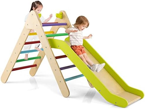 HONEY JOY Triangle Climber with Ramp, Kids Climbing Triangle Ladder for Daycare, Gym & Playground... | Amazon (US)