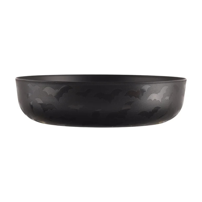 Mainstays 42 oz Round Plastic Dinner Bowl, Etched Bats, Black | Walmart (US)