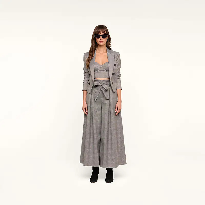 Lowen Pant in Beige/Black Lurex Glen Plaid | L'AGENCE | L'Agence