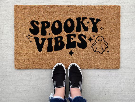 Spooky Vibes Halloween Doormat Pumpkin Fall Decor - Etsy | Etsy (US)