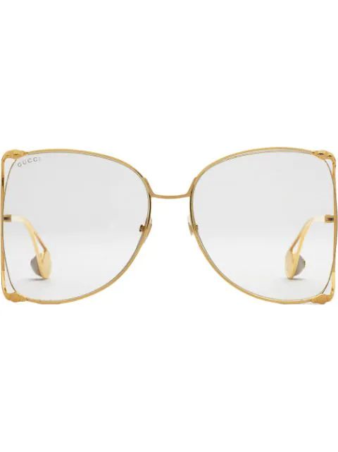 Gucci Eyewear Oversized Butterfly Sunglasses - Farfetch | Farfetch (US)