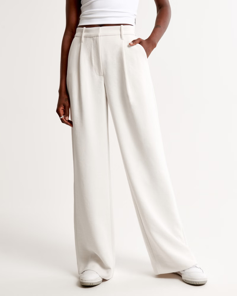 Premium Crepe Tailored Ultra Wide-Leg Pant | Abercrombie & Fitch (UK)