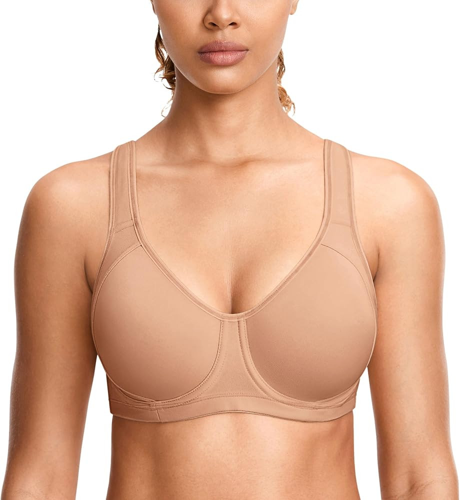 SYROKAN High Impact Sports Bras Underwire Cross Back Large Bust Molded Cup | Amazon (US)