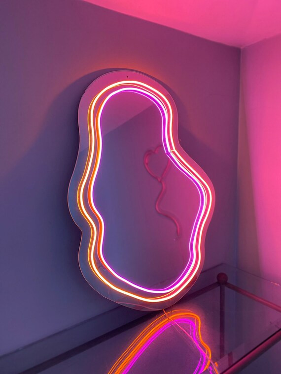 Wavy Neon Mirror 2  Customizable Mirror  Asymmetrical Mirror | Etsy | Etsy (US)
