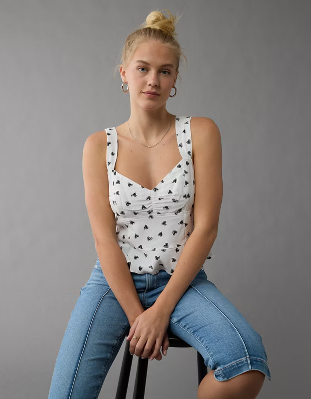 AE Square Neck Corset Tank Top | American Eagle Outfitters (US & CA)