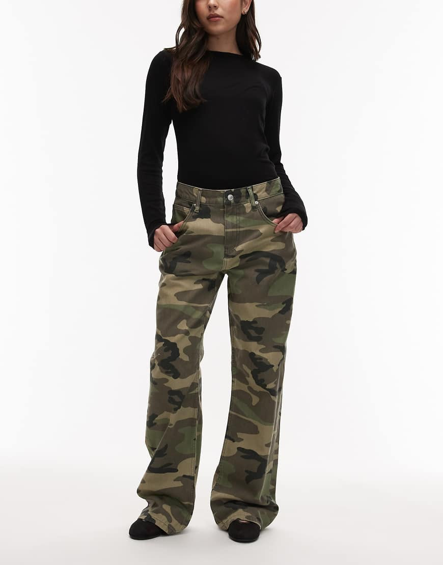 ASOS DESIGN low rise baggy jeans in camo print-Multi | ASOS (Global)