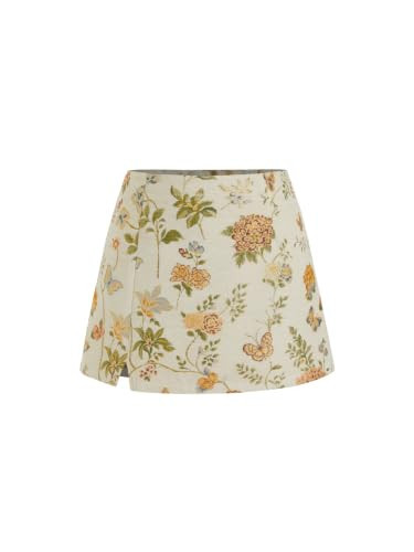 CIDER Floral Mini Skirt Embroidery A Line Skirt with Built in Shorts Cream | Amazon (US)