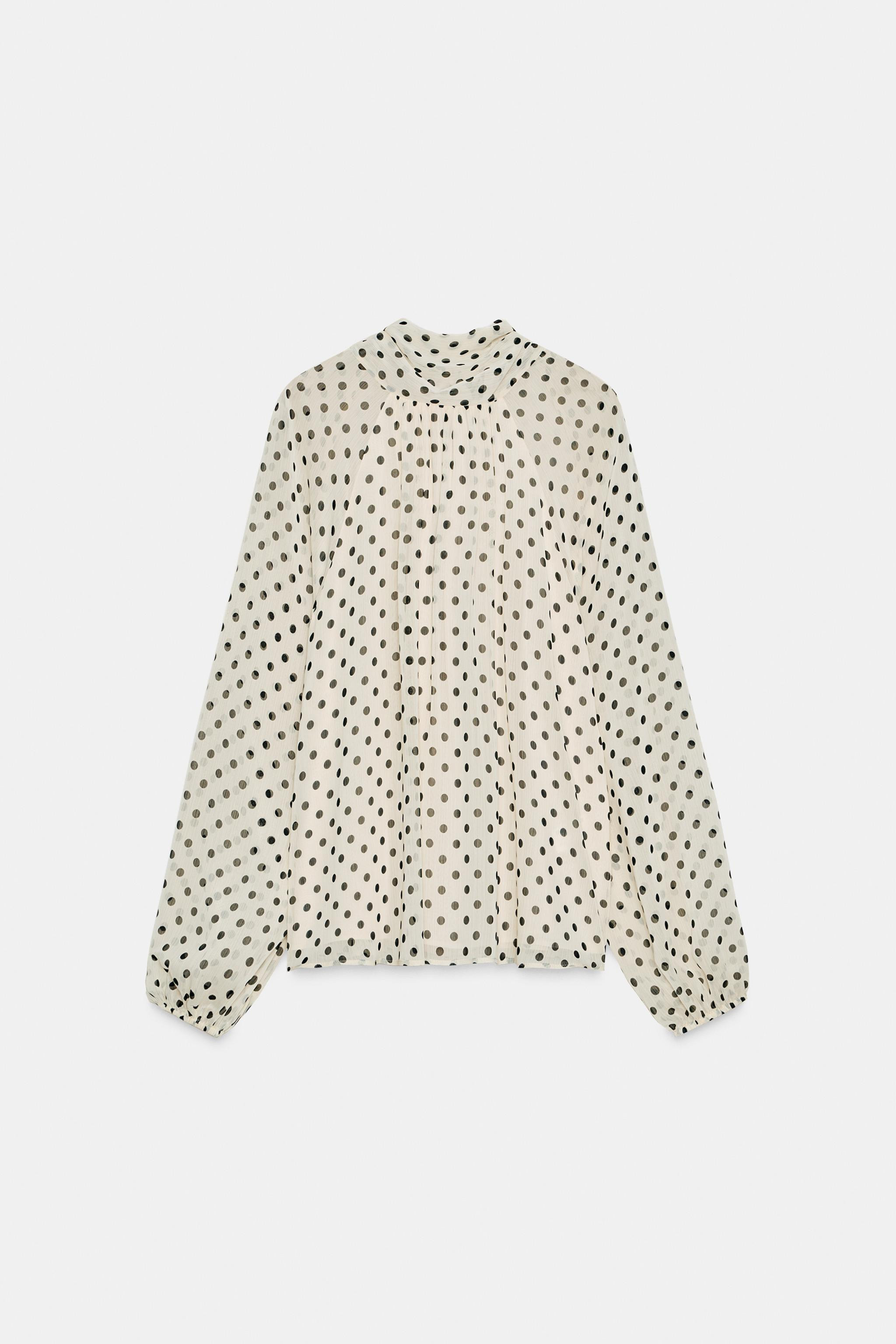 POLKA DOT BLOUSE WITH BOW | Zara UK