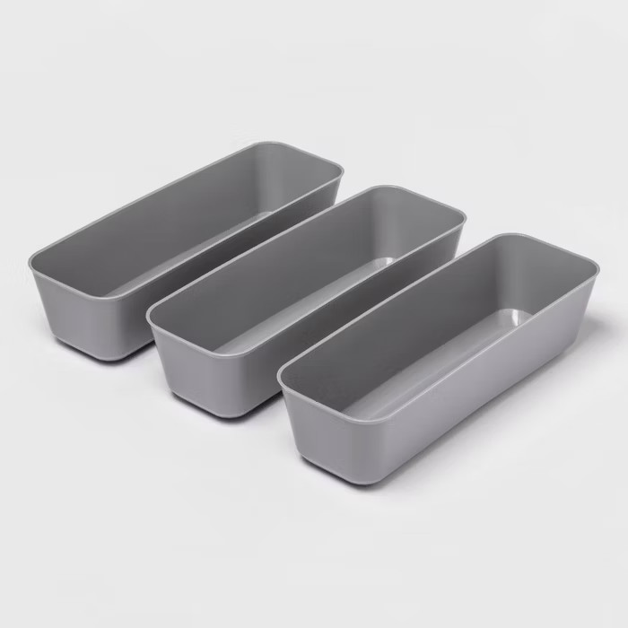 3pk Long Storage Trays Gray Mist - Room Essentials™ | Target