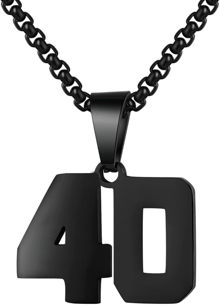 Number Necklace for Boy Black Athletes Number Stainless Steel Chain 00-99 Number Charm Pendant Pe... | Amazon (US)