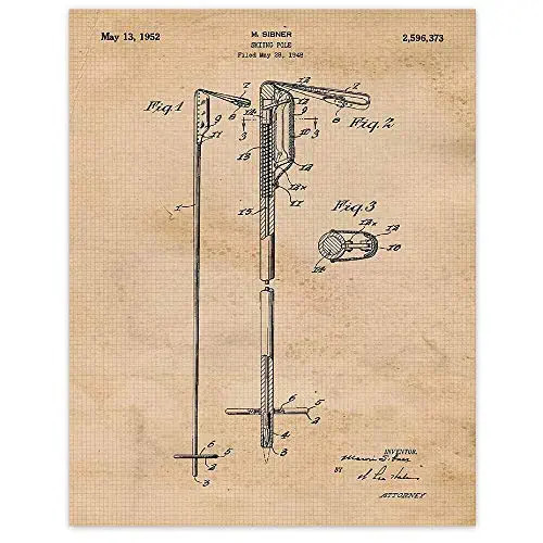 Vintage Ski Poles Patent Prints, 1 (11x14) Unframed Photos, Wall Art Decor Gifts Under 20 for Hom... | Amazon (US)
