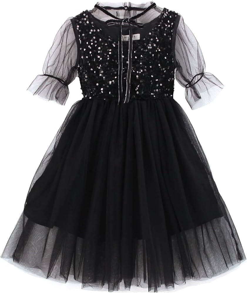 Sequin Tulle Party Dress for Girls Kids & Teens Princess Pageant Sundress | Amazon (US)