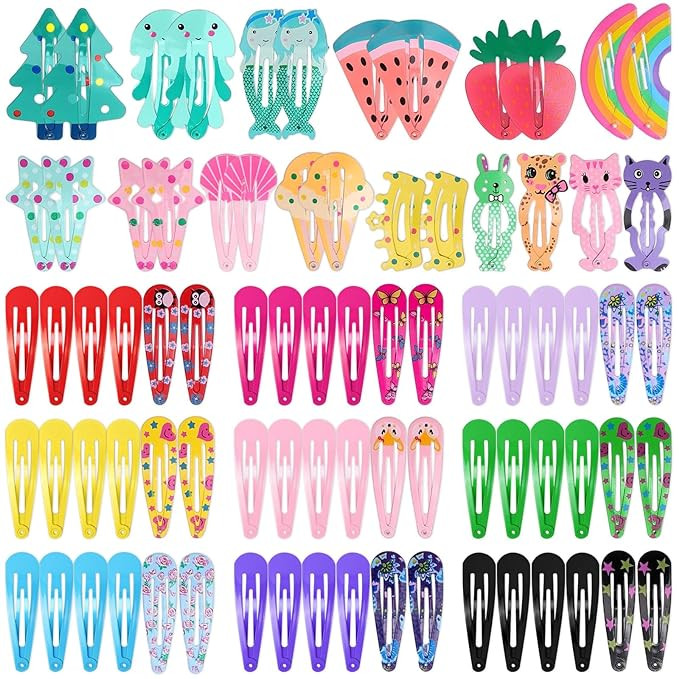Anezus 80 Pcs Hair Clips for Girls Hair Barrettes Snap Non-Slip Metal Hair Clips for Girls Kids T... | Amazon (US)