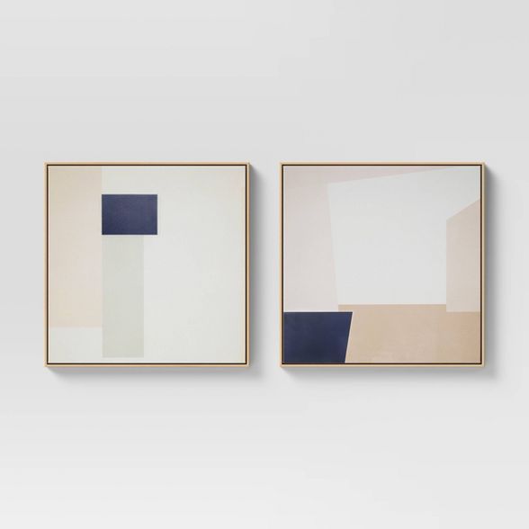 (Set of 2) 24" x 24" Geometric Abstract Framed Wall Canvas Neutral - Project 62™ | Target