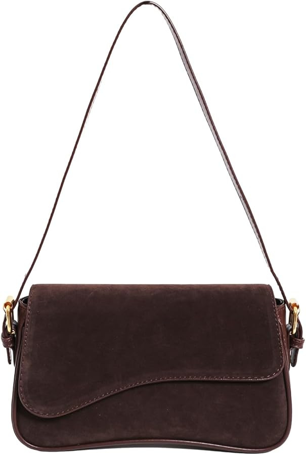 Suede Shoulder Bag Small Suede Purse Handbag with 2 Straps Retro Crossbody Bags for Women | Amazon (US)